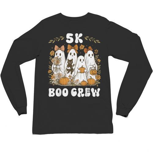 5K Boo Crew Halloween Teacher K5 Floral Ghost Trick Or Teach Unisex Long Sleeve T-Shirt - teacherstshirts.com