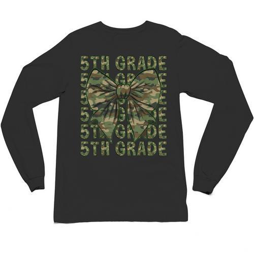 5th Grade Teacher Student Camo Bow Back To School Unisex Long Sleeve T-Shirt - teacherstshirts.com