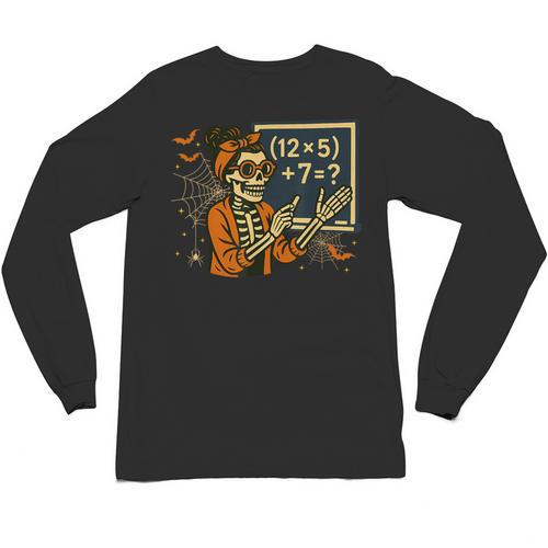 67 Teacher Halloween Skeleton Six Seven Meme Math Unisex Long Sleeve T-Shirt - teacherstshirts.com AU
