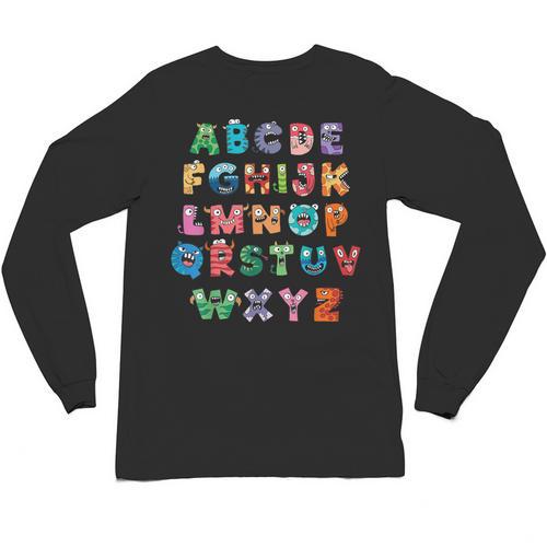ABC Cute Monster Alphabet Halloween Teacher Costume Kids Unisex Long Sleeve T-Shirt - teacherstshirts.com