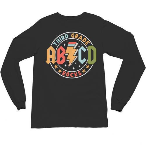 ABCD 3rd Grade Rocks Pencil Lightning Teachers Rock Boys Unisex Long Sleeve T-Shirt - teacherstshirts.com UK