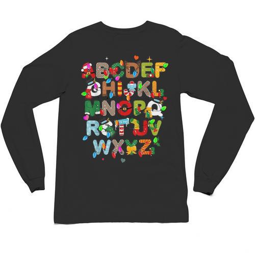 ABCs Learning Kindergarten Teacher Christmas Lights Alphabet For Men Women Kids Unisex Long Sleeve T-Shirt - teacherstshirts.com UK