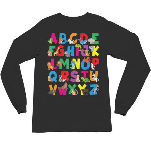 Alphabet Animals ABCs Zoo Kids Boys Girls Teacher Unisex Long Sleeve T-Shirt - teacherstshirts.com