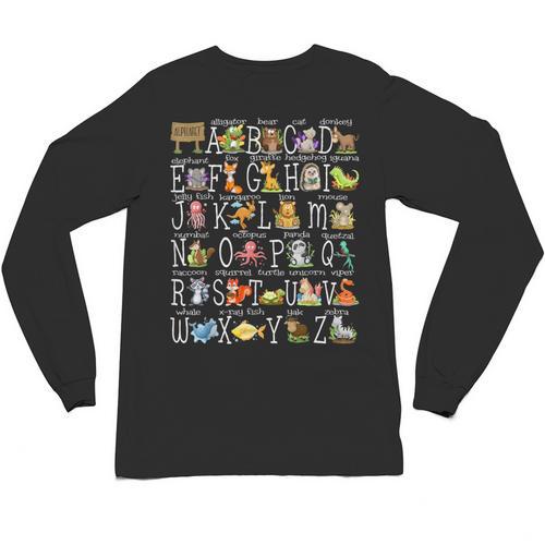 Alphabet Animals Back To School Pre-K Kindergarten Teacher Unisex Long Sleeve T-Shirt - teacherstshirts.com AU