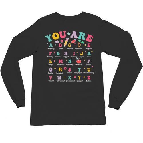 Alphabet Positive Affirmations Back To School Teacher Unisex Long Sleeve T-Shirt - teacherstshirts.com DE
