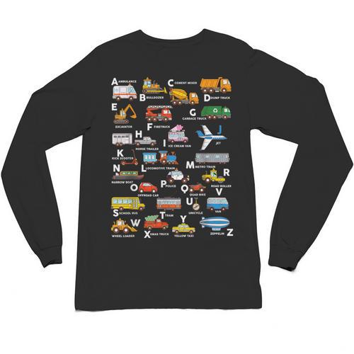 Alphabet Vehicles ABCs Learning Teachers Kids Boys Girls Unisex Long Sleeve T-Shirt - teacherstshirts.com
