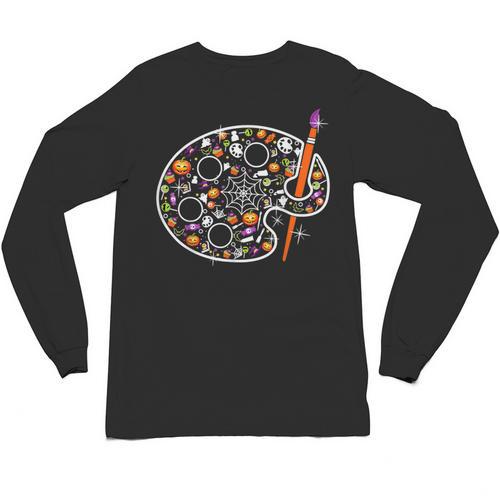 Art Teacher Pumpkin Scary Halloween Costume Men Women Unisex Long Sleeve T-Shirt - teacherstshirts.com UK