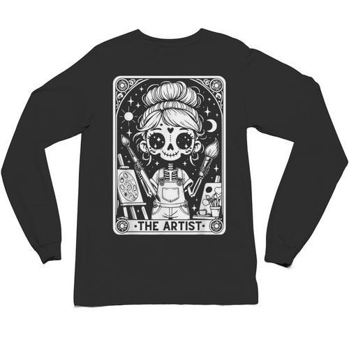 Artist Tarot Card Skeleton Painter Art Teacher Witchy Unisex Long Sleeve T-Shirt - teacherstshirts.com