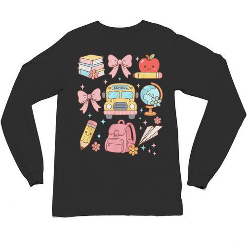 Back To School Coquette Teacher Women Girl Kindergarten PreK Unisex Long Sleeve T-Shirt - teacherstshirts.com AU