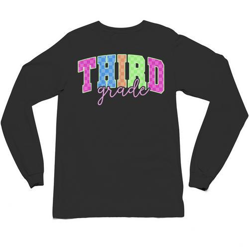 Back To School Neon Checkered Third Grade Colorful Teacher Unisex Long Sleeve T-Shirt - teacherstshirts.com DE