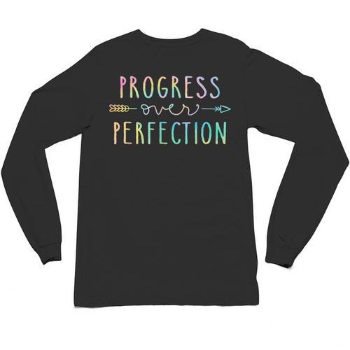 Back To School Progress Over Perfection Motivational Teacher Unisex Long Sleeve T-Shirt - teacherstshirts.com UK
