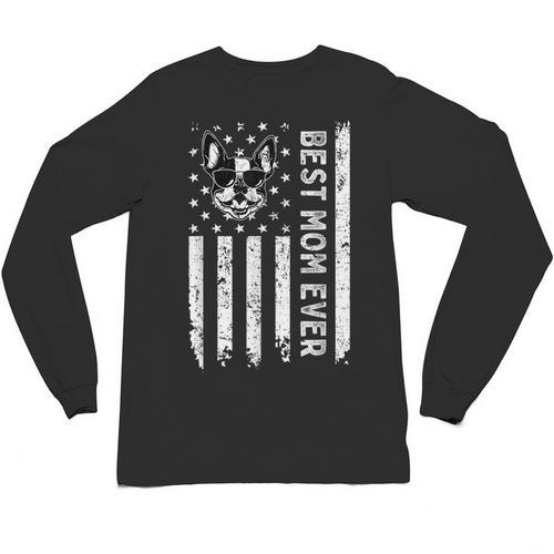 Best Boston Terrier Dog Mom Ever USA Flag For Men Women Kids Unisex Long Sleeve T-Shirt - Bostonterriersmerch.com