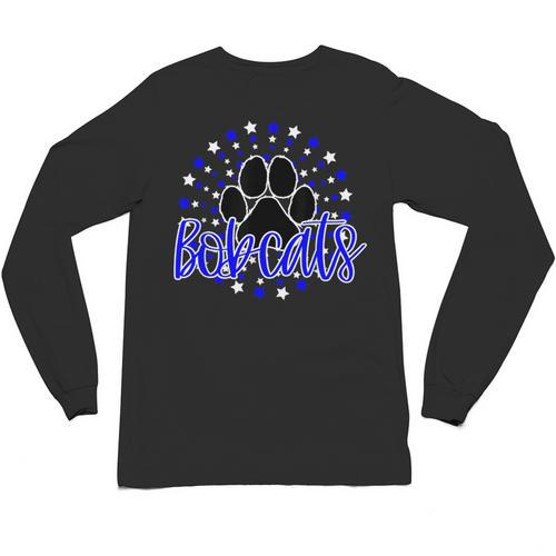 Blue Bobcats School Spirit Coquette Bow Mascot Teacher Unisex Long Sleeve T-Shirt - teacherstshirts.com AU