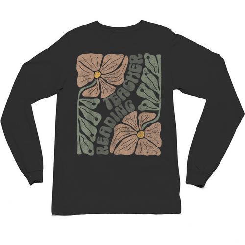 Boho Floral Reading Teacher Retro Reading Specialist Wildfl Unisex Long Sleeve T-Shirt - teacherstshirts.com AU