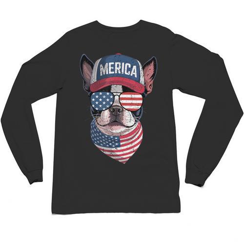Boston Terrier 4th Of July US Merica Bostie Dog Patriotic For Men Women Kids Unisex Long Sleeve T-Shirt - Bostonterriersmerch.com