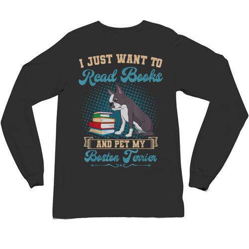 Boston Terrier American Gentleman Bibliophile Book Lover Unisex Long Sleeve T-Shirt - Bostonterriersmerch.com