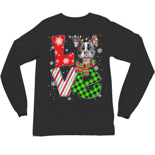 Boston Terrier Christmas Tree Lights Santa Dog Xmas For Men Women Kids Unisex Long Sleeve T-Shirt - Bostonterriersmerch.com