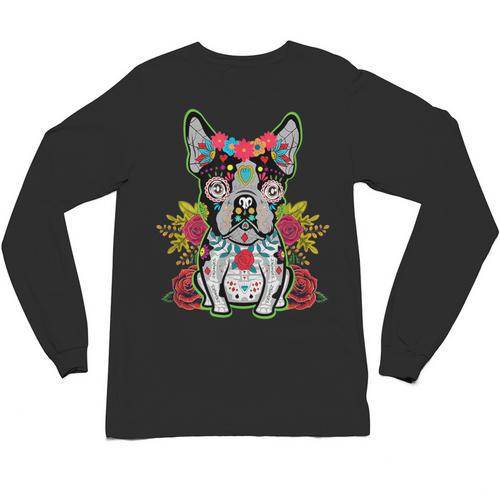 Boston Terrier Dia De Los Muertos Day Of The Dead Dog Skull For Men Women Kids Unisex Long Sleeve T-Shirt - Bostonterriersmerch.com