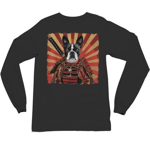 Boston Terrier Dog Japanese Art Samurai Ukiyo-e Unisex Long Sleeve T-Shirt - Bostonterriersmerch.com