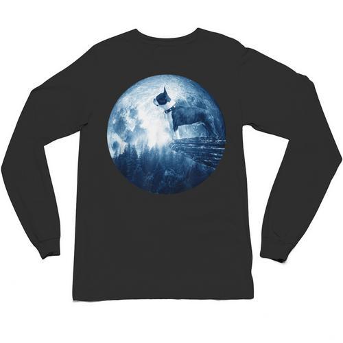 Boston Terrier Dog Moon Dog Mom Dad Women Men Dog Lovers Unisex Long Sleeve T-Shirt - Bostonterriersmerch.com