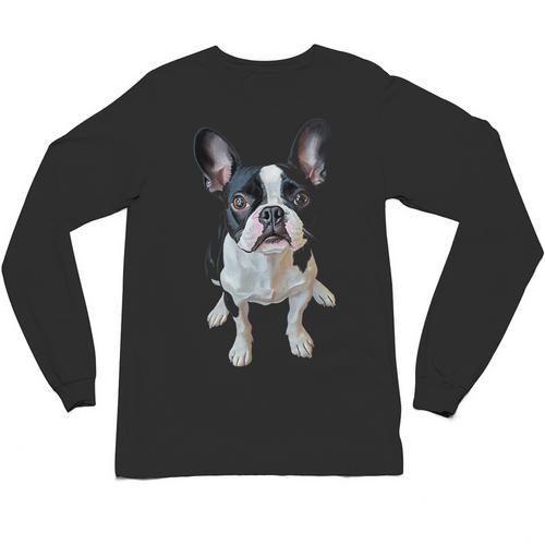 Boston Terrier Dog Motif Pet Art Boston Terrier Men Women Kids Unisex Long Sleeve T-Shirt - Bostonterriersmerch.com