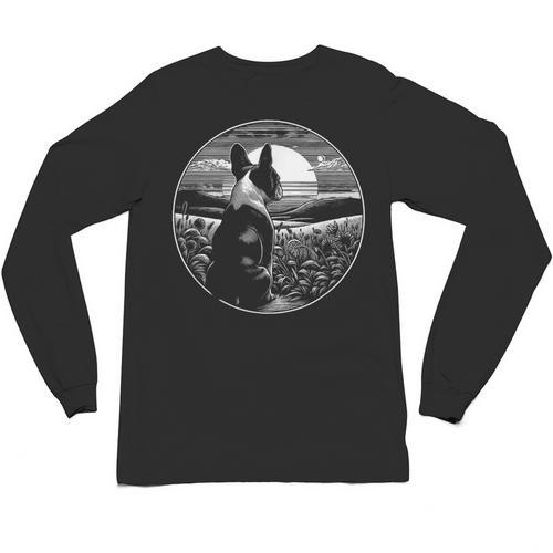 Boston Terrier Dog Nature Scene Graphic Art Men Women Girls Kids Unisex Long Sleeve T-Shirt - Bostonterriersmerch.com AU