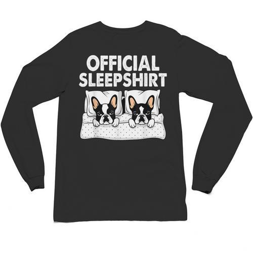 Boston Terrier Dog Official Sleep Pajamas Nightgown Unisex Long Sleeve T-Shirt - Bostonterriersmerch.com