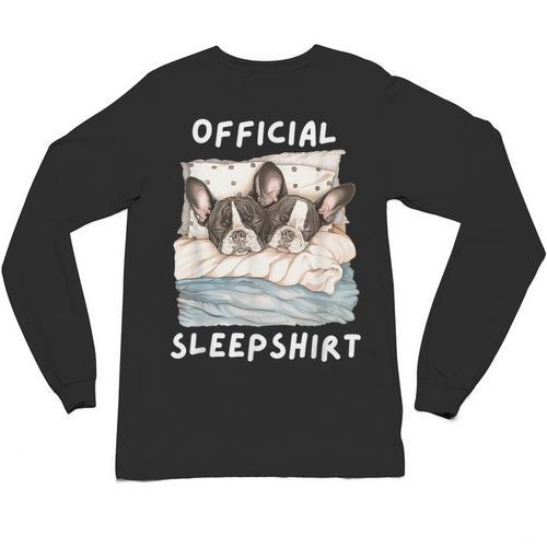 Boston Terrier Dog Official Sleepshirt Pajamas Nightgown Men Women Girls Kids Unisex Long Sleeve T-Shirt - Bostonterriersmerch.com