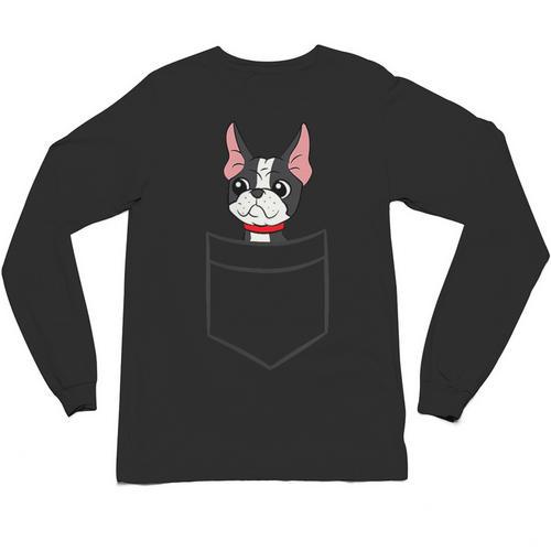 Boston Terrier Dog In The Pocket Boston Terrier For Men Women Girls Kids Unisex Long Sleeve T-Shirt - Bostonterriersmerch.com