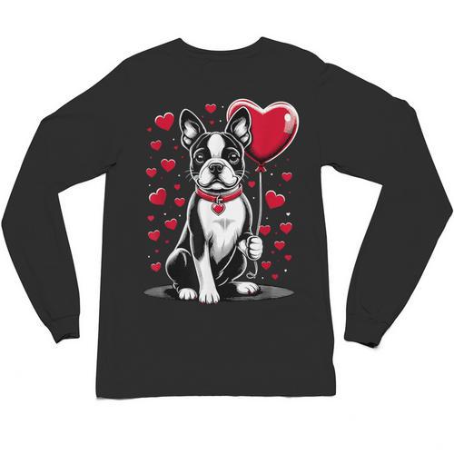 Boston Terrier Dog Valentine's Day Dog Owner Valentine Unisex Long Sleeve T-Shirt - Bostonterriersmerch.com UK
