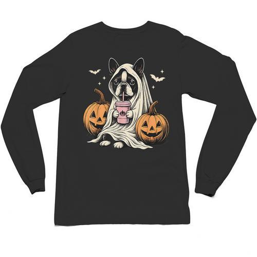 Boston Terrier Ghost Boo Halloween Costume Spooky Season Unisex Long Sleeve T-Shirt - Bostonterriersmerch.com