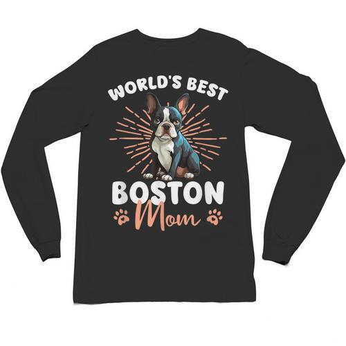 Boston Terrier Groovy World's Best Boston Mom Unisex Long Sleeve T-Shirt - Bostonterriersmerch.com