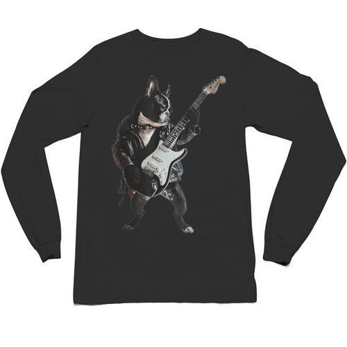Boston Terrier Guitar Unisex Long Sleeve T-Shirt - Bostonterriersmerch.com