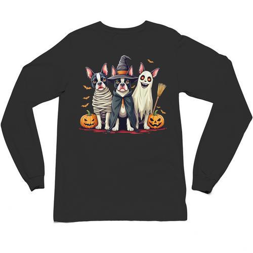Boston Terrier Halloween Costume Mummy Witch Ghost Dog Lover For Men Women Kids Unisex Long Sleeve T-Shirt - Bostonterriersmerch.com AU