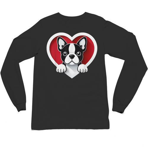Boston Terrier Heart Cute Puppy Lover Or Dog Owner Unisex Long Sleeve T-Shirt - Bostonterriersmerch.com