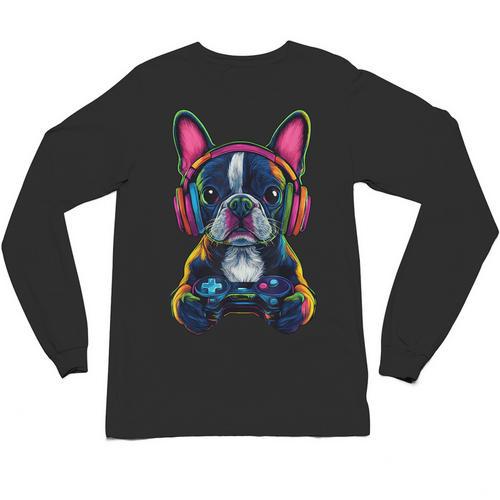 Boston Terrier Lovers Gaming Headphones Boston Terrier Unisex Long Sleeve T-Shirt - Bostonterriersmerch.com UK