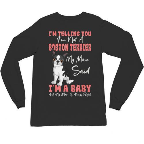 Boston Terrier Mom American Gentleman Dog Lover Mother's Day Unisex Long Sleeve T-Shirt - Bostonterriersmerch.com