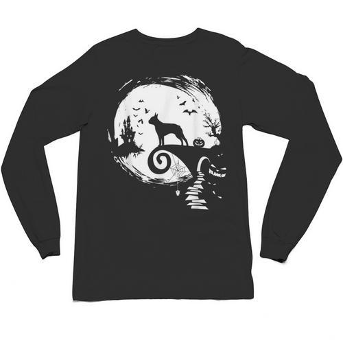 Boston Terrier And Moon Halloween Costume Dog Lover Unisex Long Sleeve T-Shirt - Bostonterriersmerch.com AU