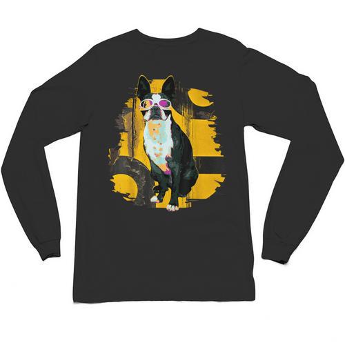 Boston Terrier s Mid-Century Modern Art s Street Grunge Unisex Long Sleeve T-Shirt - Bostonterriersmerch.com