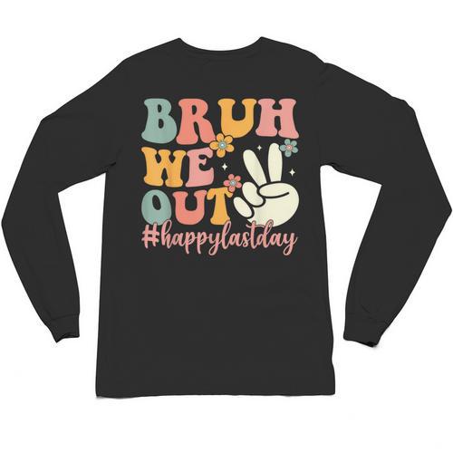 Bruh We Out Teacher Retro Last Day Of School Boys Girls Kids Unisex Long Sleeve T-Shirt - teacherstshirts.com CA
