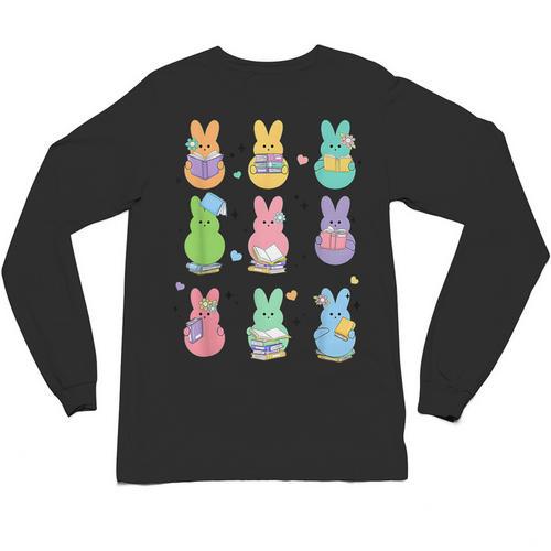 Bunny Reading Books Easter Day Librarian Teacher Book Unisex Long Sleeve T-Shirt - teacherstshirts.com AU