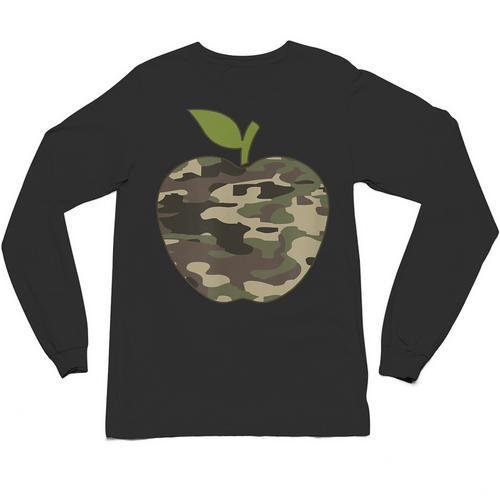 Camo Apple Camouflage Clothing School Student Camo Teacher Men Women Kids Unisex Long Sleeve T-Shirt - teacherstshirts.com UK