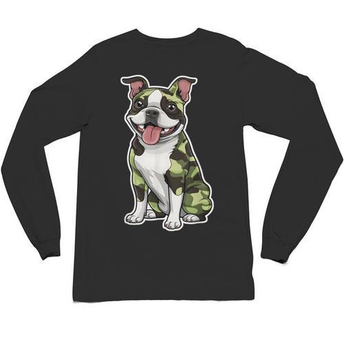 Camo Boston Terrier Pet Owner Camouflage Dog Lover Unisex Long Sleeve T-Shirt - Bostonterriersmerch.com