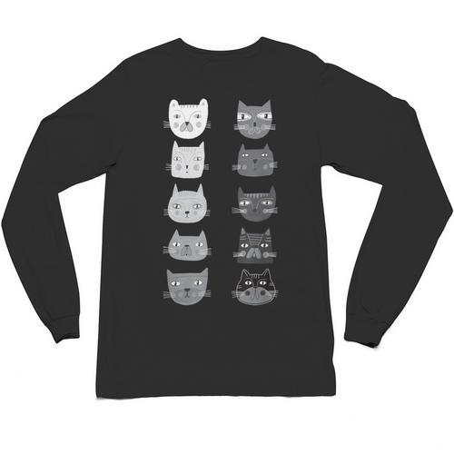 Cat Themed Artist Value Scale Educational Art Teacher Unisex Long Sleeve T-Shirt - teacherstshirts.com CA