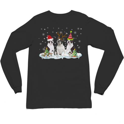 Christmas Boston Terrier Santa Dog Lover Unisex Long Sleeve T-Shirt - Bostonterriersmerch.com