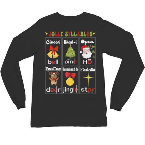 Christmas Reading Teacher Syllable Types Reading Teacher Unisex Long Sleeve T-Shirt - teacherstshirts.com AU