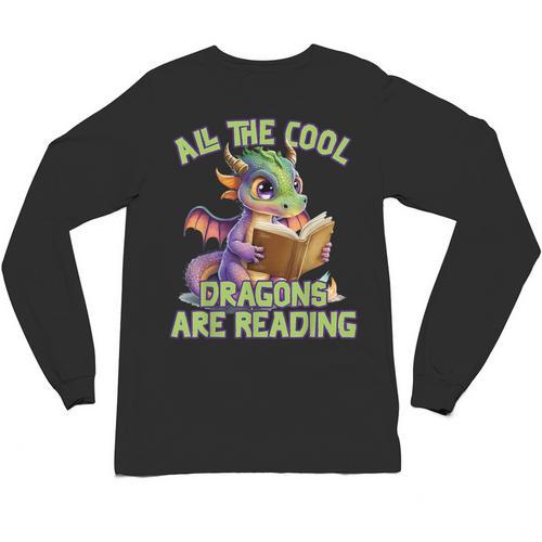 All The Cool Dragons Are Reading Dragon Teacher Unisex Long Sleeve T-Shirt - teacherstshirts.com DE
