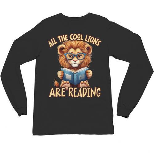 All The Cool Lions Are Reading Lion Teacher Men Women Kids Unisex Long Sleeve T-Shirt - teacherstshirts.com DE