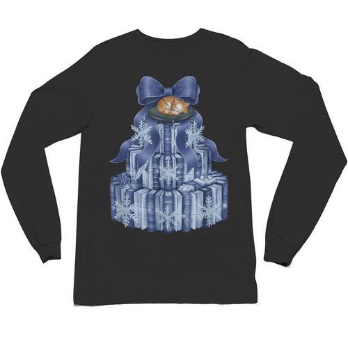 Coquette Bow Book Tree Merry Christmas Xmas Teacher Holiday Unisex Long Sleeve T-Shirt - teacherstshirts.com DE