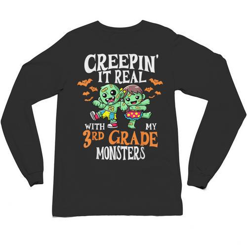 Creepin It Real Monster School 3rd Grade Teacher Halloween Unisex Long Sleeve T-Shirt - teacherstshirts.com AU